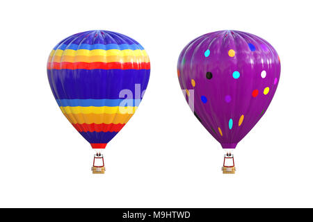 Hot air balloon isolated on white, 3d render Stock Photo