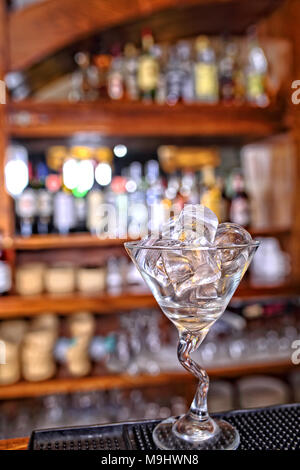 empty glass on the counter in the bar Stock Photo