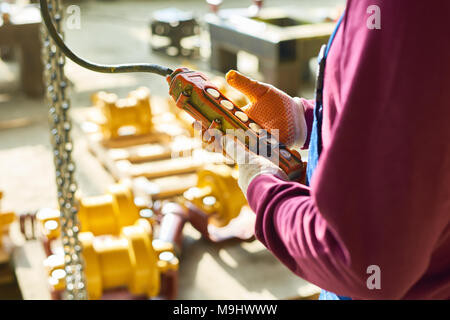 Machine Operator at Controller Stock Photo