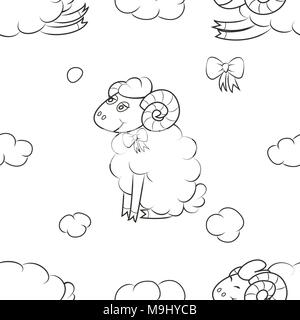 Fluffy sheep flying in the clouds Stock Vector