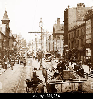 The Briggate, Leeds, Victorian period Stock Photo