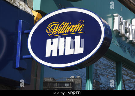 William Hill Sign, Havistock Hill, Belsize Park, London. UK Stock Photo