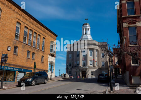 USA Maine ME Bath on the Kennebec River Ship Building Town  Town Hall Stock Photo