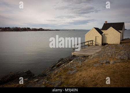 USA Maine ME Portland South Portland Willard Beach Simonton Cove Fishing Shacks Stock Photo