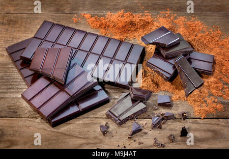 Dark chocolate and cocoa powder Stock Photo