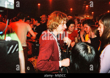 American noise rock band Lightning Bolt performing at All Tomorrows Parties A.T.P, 3rd April 2004, Camber, Rye, United Kingdom. Stock Photo