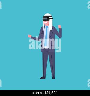 Arabian Business Man In Modern 3d Glasses Virtual Reality Goggles Technology Concept Stock Vector