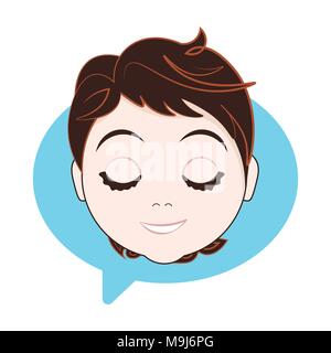 Young Girl Face Over Chat Bubble Background Woman Profile Icon Avatar Isolated Stock Vector