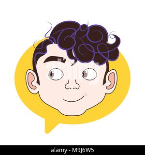 Young Man Face Icon Over Chat Bubble Background Profile Avatar Isolated Stock Vector