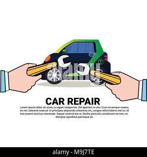 Car Repair Service Icon Auto Mechanic Shop Or Center Over Backgroud With Copy Space Stock Vector