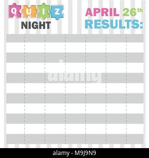 Quiz thin line concept. Vector illustration - table with results Stock Vector
