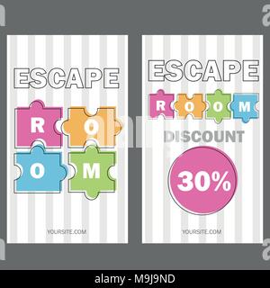 Escape room. Vector illustration poster, banner on white background puzzle Stock Vector