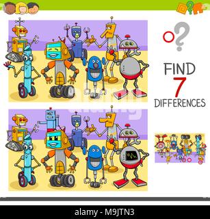 differences educational game with robots fantasy characters Stock ...