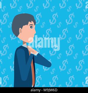 businessman over money symbols background, colorful design. vector illustration Stock Vector