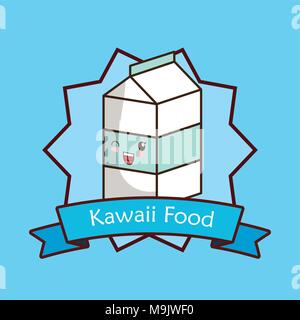 decorative frame and ribbon with milk box over blue background, colorful design. vector illustration Stock Vector