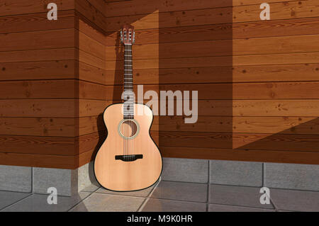 Guitar on the floor of a room Stock Photo