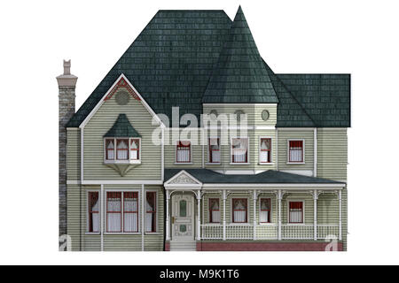 Large Victorian house isolated on white, 3d render. Stock Photo