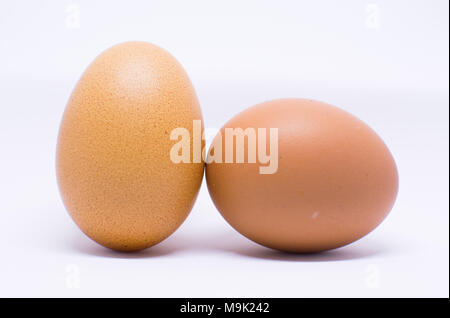 Two eggs isolated on white background ,  it should be on the screen or in the menu for the restaurants Stock Photo