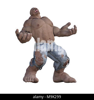 Angry Giant isolated on white, 3d render Stock Photo