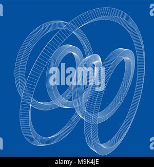 Torus outline. Vector rendering of 3d Stock Vector