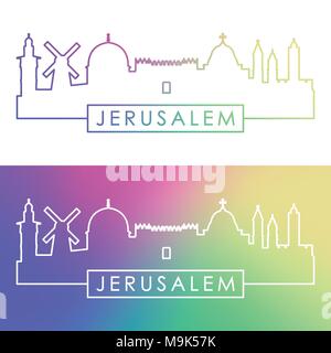 Jerusalem skyline. Colorful linear style. Editable vector file. Stock Vector