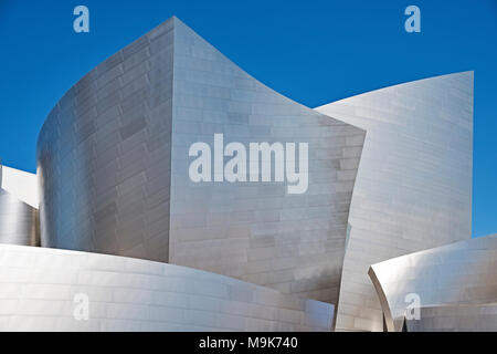 LOS ANGELES, USA - SEPTEMBER 25, 2017: The exterior of the main towers of the Walt Disney Philharmonic Hall in Los Angeles, designed by Frank Gehry. Stock Photo