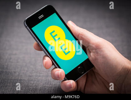 EE app on an iPhone Stock Photo