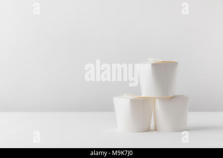 take away boxes on white table Stock Photo