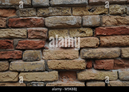 Image of crumbling wall, damaged by sea salt erosion, Venice, Italy. Stock Photo