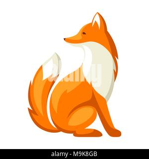 Stylized illustration of fox. Woodland forest animal on white background Stock Vector