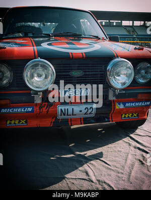 SANMARINO, SANMARINO - OTT 21, 2017 : FORD ESCORT RS 1979 in old racing car rally historical race Stock Photo