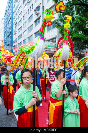 Participants in the 14th Tai Kok Tsui temple fair in Hong Kong Stock Photo