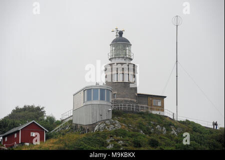 Kullens fyr (Kullen Lighthouse) in Kullaberg nature reserve on a Kullaberg peninsula in Molle, Skane, Sweden. August 15th 2010, is the most powerful l Stock Photo
