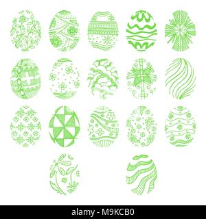 Easter eggs isolated on white background. Hand draw an Easter symbol. Stock Vector