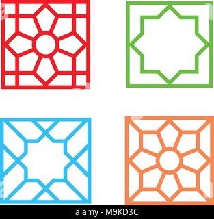 Islamic square tile pattern on white, vector art design Stock Vector