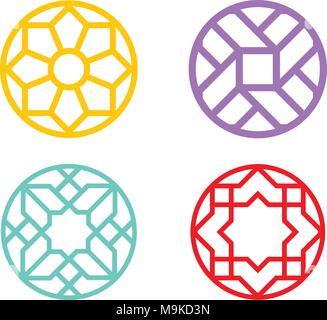 Indian circle window frame with islamic pattern, vector art Stock Vector