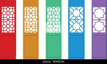 Isolated Chinese door with indian pattern, vector art Stock Vector