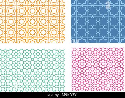 Seamless islamic pattern in linear style, vector art Stock Vector