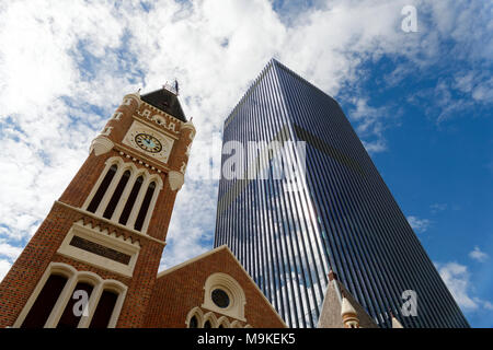 Historical Perth Town hall and modern Supreme court building, Perth, Western Australia Stock Photo