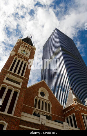 Historical Perth Town hall and modern Supreme court building, Perth, Western Australia Stock Photo