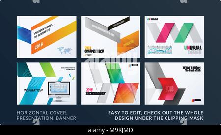 Presentation. Abstract vector set of modern horizontal templates with arrows diagonal shapes for business, teamwork Stock Vector
