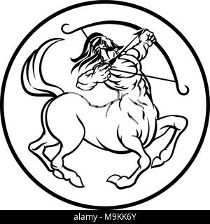 Horoscope Sagittarius Centaur Zodiac Sign Stock Vector