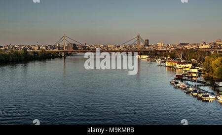Belgrade, Serbia - Panoramic view of the River Sava and the city waterfront Stock Photo