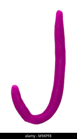 Plasticine letter J isolated on a white background. Stock Photo