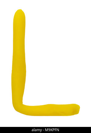 Plasticine letter L isolated on a white background. Stock Photo