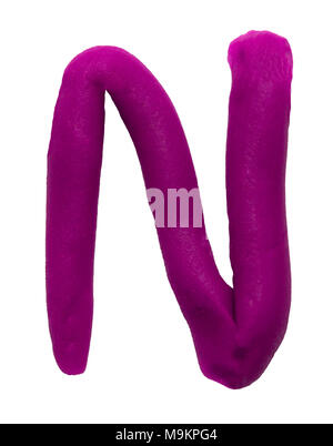 Plasticine letter N isolated on a white background. Stock Photo