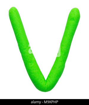 Plasticine letter V isolated on a white background. Stock Photo