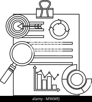 paperwork with clip diagram flowchart target analysis business Stock Vector
