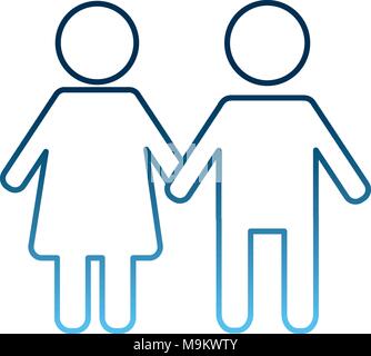 pictogram male and female couple holding hands Stock Vector
