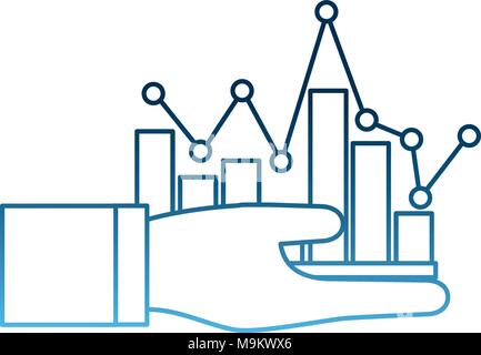 hand holding bar graph pointed line finance business Stock Vector Image ...